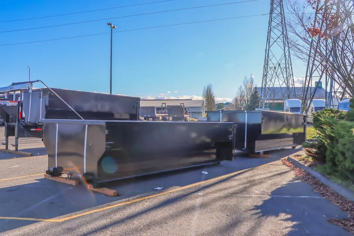 Roll-off dumpster ready for waste disposal at job site for Yard Waste Dumpster Rental in Oxnard